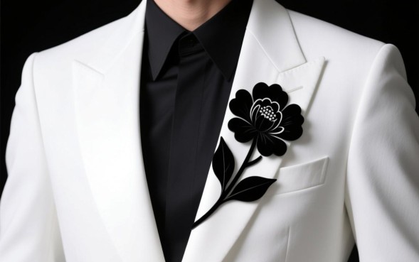 白色西装黑花口子怎么搭配好看